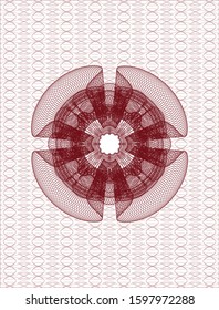 Red passport style rosette. Vector Illustration. Detailed.