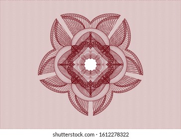 Red passport style rosette. Vector Illustration. Detailed.