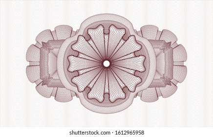 Red passport style rosette. Vector Illustration. Detailed.