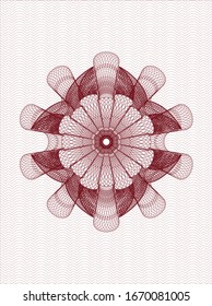 Red passport style rosette. Vector Illustration. Detailed.