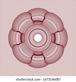 Red passport style rosette. Vector Illustration. Detailed.
