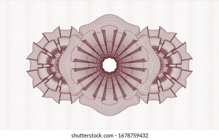 Red passport style rosette. Vector Illustration. Detailed.