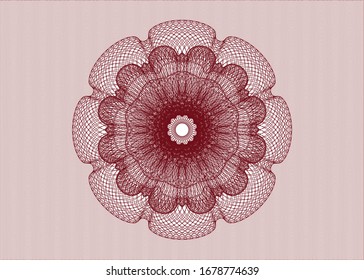 Red passport style rosette. Vector Illustration. Detailed.