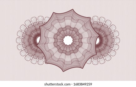 Red passport style rosette. Vector Illustration. Detailed.