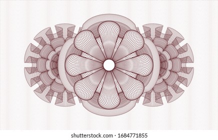 Red passport style rosette. Vector Illustration. Detailed.