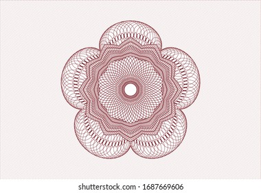 Red passport style rosette. Vector Illustration. Detailed.