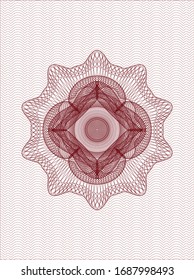 Red passport style rosette. Vector Illustration. Detailed.