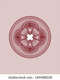 Red passport style rosette. Vector Illustration. Detailed.