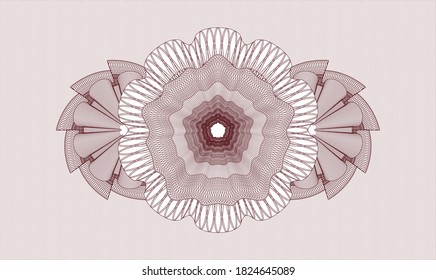 Red passport style rosette. Vector Illustration. Detailed 