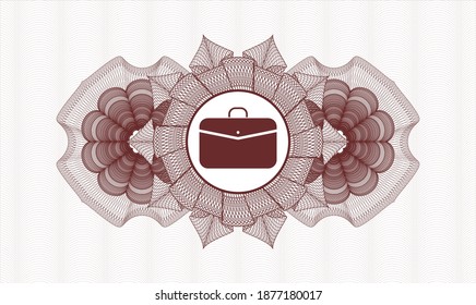 Red passport style rosette. Vector Illustration. Detailed with business briefcase icon inside