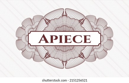 Red passport style rosette. Vector Illustration. Detailed with text Apiece inside