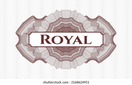 Red passport style rosette. Vector Illustration. Detailed with text Royal inside