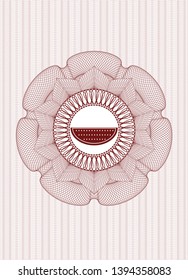 Red passport style rosette with watermelon icon inside