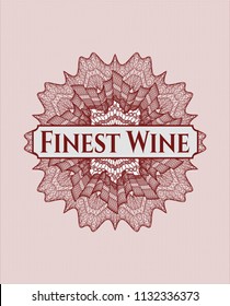 Red passport style rossete with text Finest Wine inside