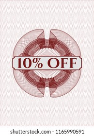 Red passport style rossete with text 10% Off inside