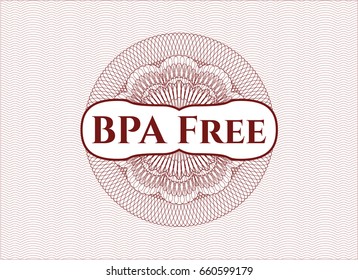 Red passport style rossete with text BPA Free inside