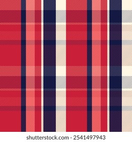 Pastel rojo Patrón sin fisuras de tartán escocés a cuadros. Fondo repetible con textura de tela a cuadros. Fondo de Vector plano de estampado textil a rayas, patrón clásico escocés de cuadros sin costuras para cuadros