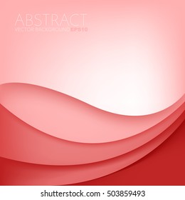 Red pastel vector background curve line layer paper with space for design