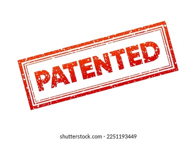 Red Patented square stamp on a white background. Patent Stamp badge. Patented licensed badge label. Vector illustration.