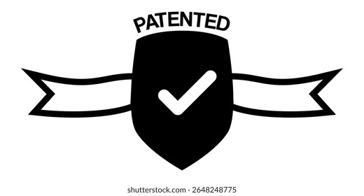 Red patented stamp on a white background, indicating legal protection for an invention or design, ensuring exclusive rights for the patent holder
