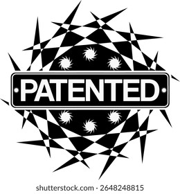 Red patented stamp on a white background, indicating legal protection for an invention or design, ensuring exclusive rights for the patent holder
