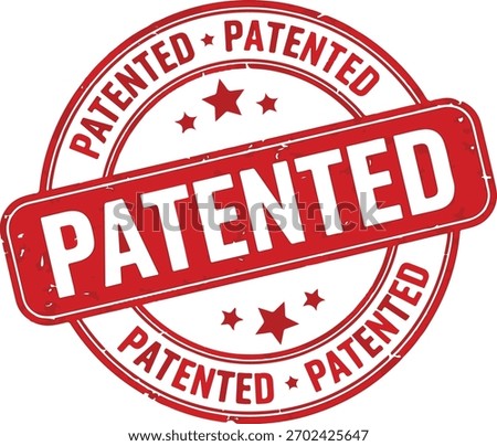 Red Patented Stamp with Stars on White Background seal circular