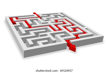 Red path across labyrinth - Powered by Shutterstock - Get 15% off with code: PIKWIZARD15