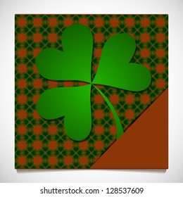 red pattern background with clover