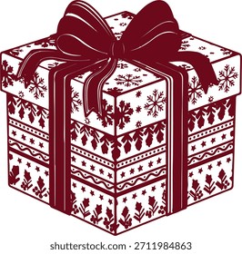 Caja de regalo de Navidad de patrón rojo Ilustración de regalo de Festiva