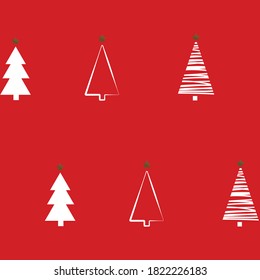 Red Pattern Christmes Trees with stars seamless background