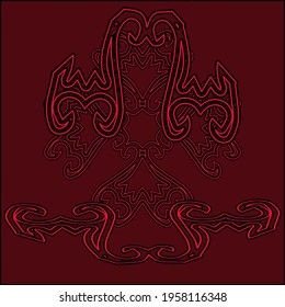 red pattern.. Decorative corners and dividers. Ornamental curls border, royal ornament and vintage filigree ornament . vector illustration .