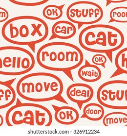 red pattern dialog boxes with the words on a theme move