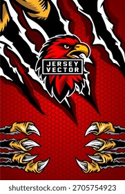RED PATTERN AND EAGLE LOGO FOR FULL SUBLIMATION JERSEY