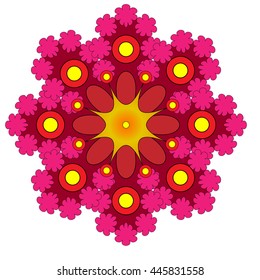 red pattern element on a white background