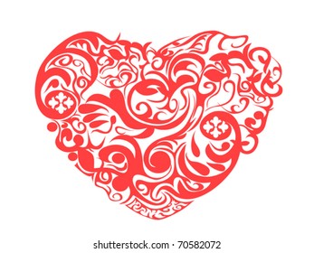 red pattern heart