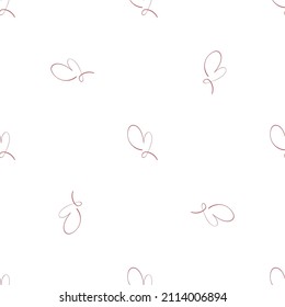 Red pattern with line art hand drawn hearts. Background for posters, banners. Valentine's Day