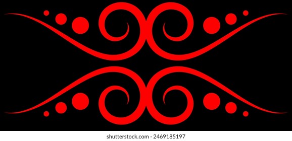 red pattern on a black background in floral style