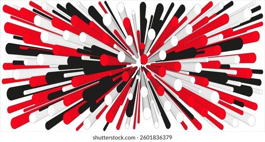 red pattern stands out among black mesmerizing op art
