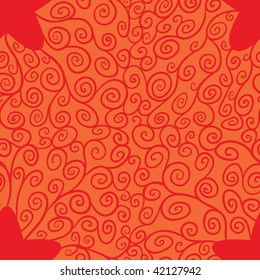 red pattern with swirls and stars
