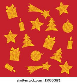 red pattern or texture for christmas on the yellow background