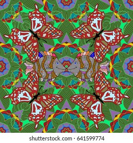 Red pattern. Vector Hand drawn zentangle floral red background. Seamless pattern ethnic mandalas, doodle background circles.
