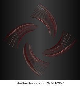 Red patterns on black background