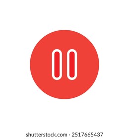 red Pause Button Icon, Video Player Vector Icon. User Interface, User Experience, Isolated Lineal Vector Icon.