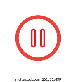 red Pause Button Icon, Video Player Vector Icon. User Interface, User Experience, Isolated Lineal Vector Icon.