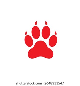 Red Paw Dog Print  silhouette vector flat illustration design.