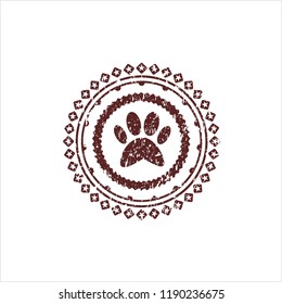 Red paw icon inside rubber seal