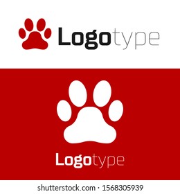 Red Paw print icon isolated on white background. Dog or cat paw print. Animal track. Logo design template element. Vector Illustration