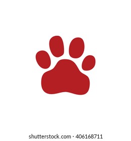 Red paw print icon vector illustration