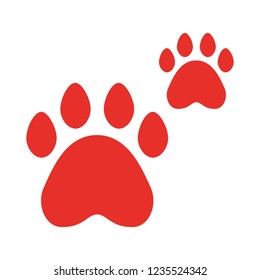 red paws pet on white background