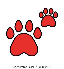 red paws pet on white background